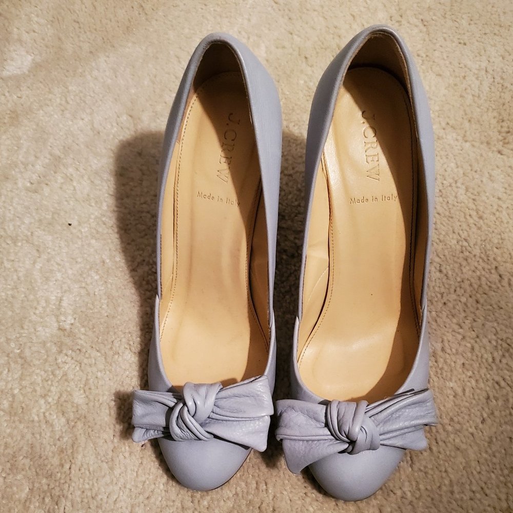 JCrew Baby Blue Heels Shoes with Bow Detail  10